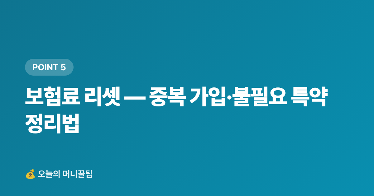 보험료 리셋 — 중복 가입·불필요 특약 정리법 - 8월 가계부 리셋: 휴가 후 고정비 점검 체크리스트