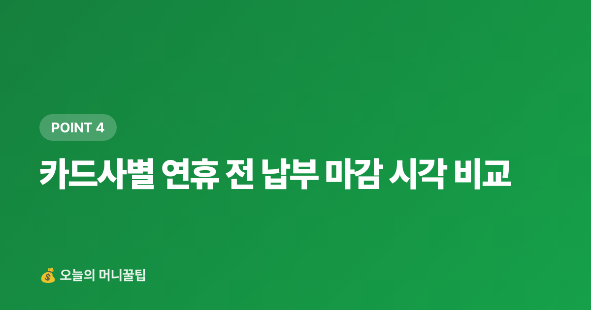 카드사별 연휴 전 납부 마감 시각 비교 - 추석 전 카드값 정산 완벽 가이드: 7월 말 미납금 조회·납부법