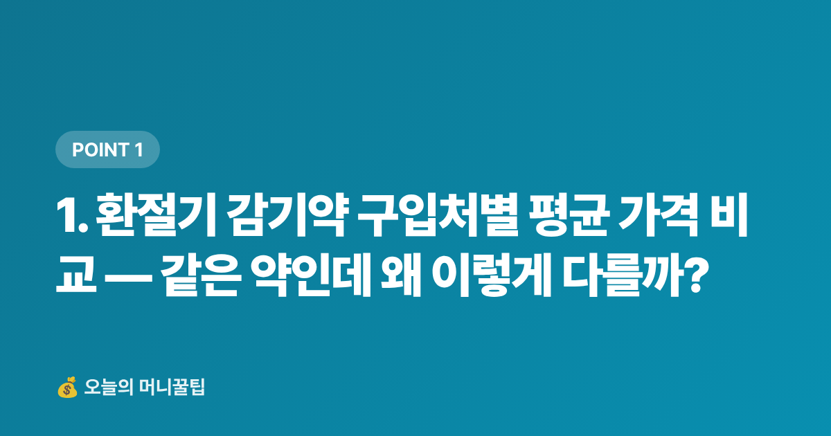1. 환절기 감기약 구입처별 평균 가격 비교 — 같은 약인데 왜 이렇게 다를까? - 환절기 감기약 최저가 구매 가이드 — 편의점·마트·쿠팡 가격 비교 + 똑똑한 구매 팁