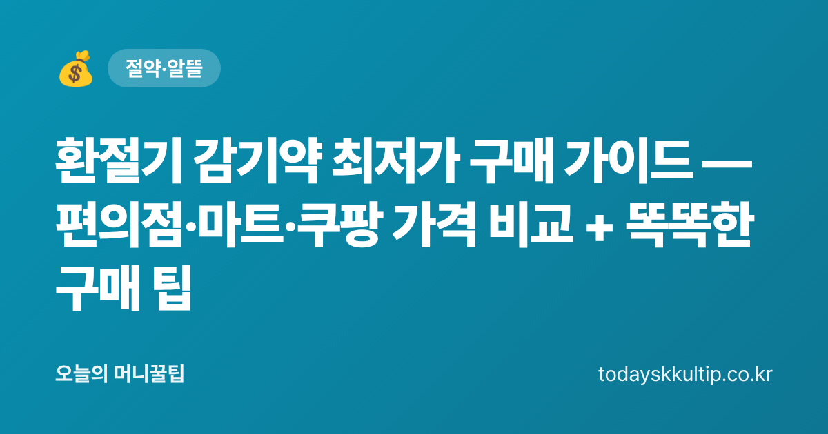 환절기 감기약 최저가 구매 가이드 — 편의점·마트·쿠팡 가격 비교 + 똑똑한 구매 팁 - 오늘의 머니꿀팁 대표 이미지