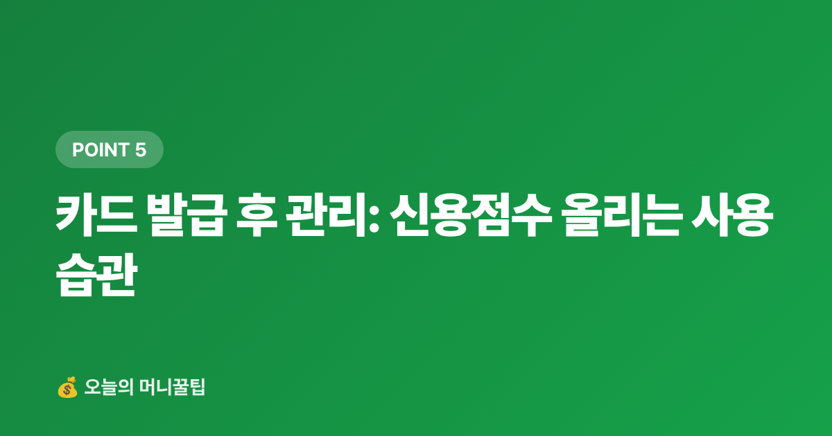 카드 발급 후 관리: 신용점수 올리는 사용 습관 - 무직자·프리랜서 신용카드 발급 가능한 카드 TOP 5