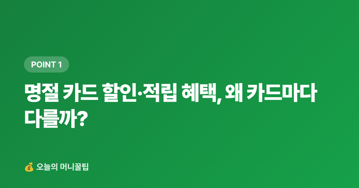 명절 카드 할인·적립 혜택, 왜 카드마다 다를까? - 명절 카드 할인·페이 적립 혜택 총정리 2026 (신용·체크카드 비교표)
