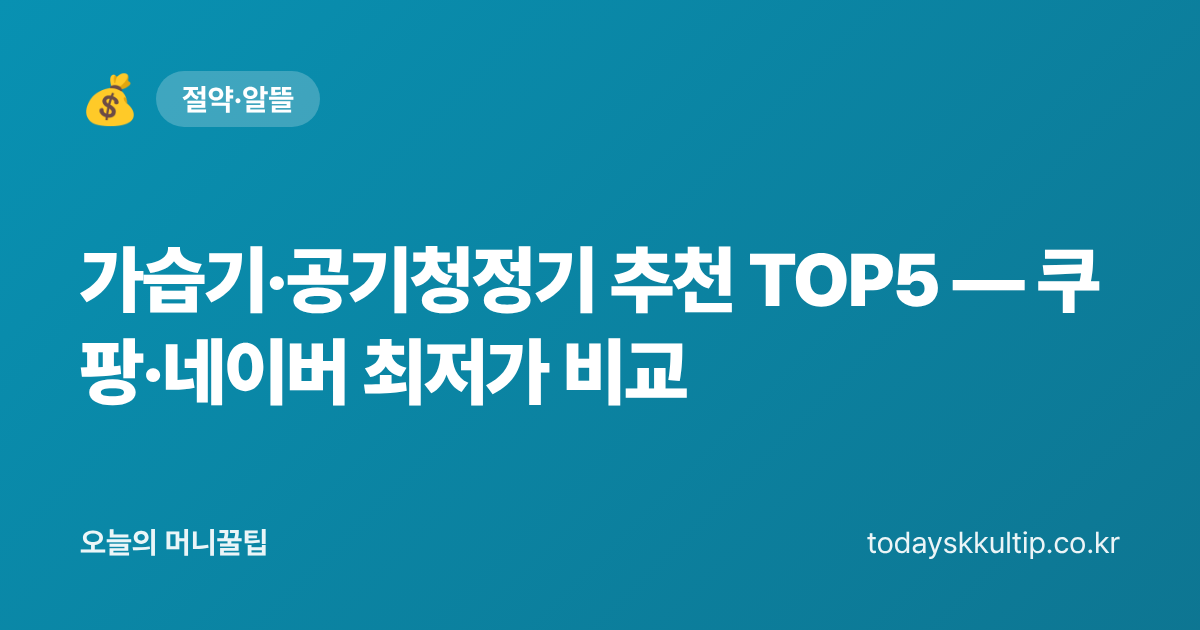 가습기·공기청정기 추천 TOP5 — 쿠팡·네이버 최저가 비교 - 오늘의 머니꿀팁 대표 이미지