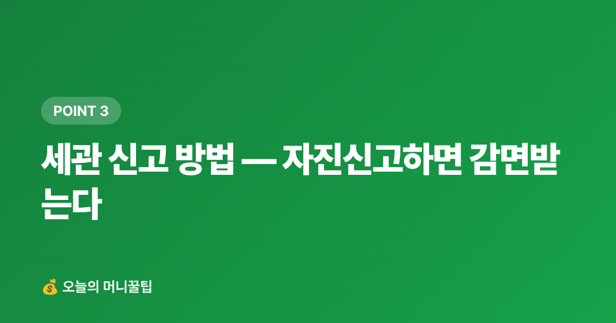 세관 신고 방법 — 자진신고하면 감면받는다 - 해외직구 관세 면세한도 완벽 정리 — 신고 방법·카드 혜택까지