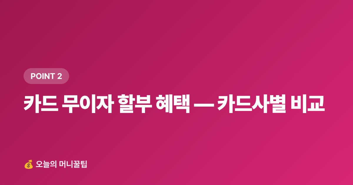 카드 무이자 할부 혜택 — 카드사별 비교 - 재산세 2기분 9월 납부, 카드 무이자·포인트로 절약하는 법
