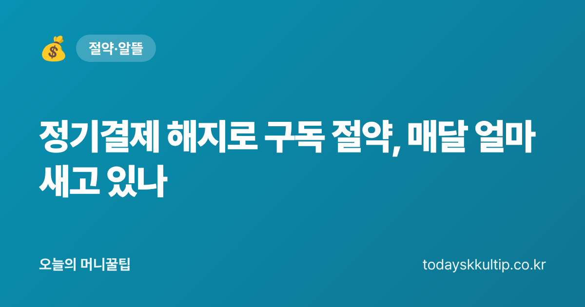 정기결제 해지로 구독 절약, 매달 얼마 새고 있나