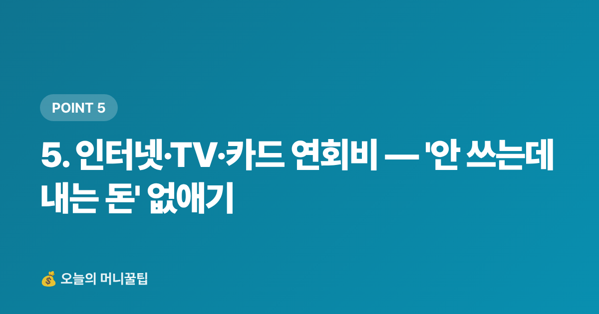 5. 인터넷·TV·카드 연회비 — '안 쓰는데 내는 돈' 없애기 - 가계부 적자 탈출! 휴가 후 고정비 점검 리스트 7가지