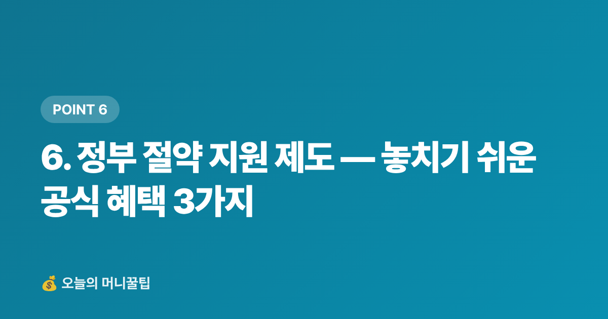 6. 정부 절약 지원 제도 — 놓치기 쉬운 공식 혜택 3가지 - 가계부 적자 탈출! 휴가 후 고정비 점검 리스트 7가지