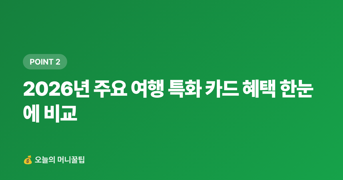 2026년 주요 여행 특화 카드 혜택 한눈에 비교 - 여행 카드 공항라운지·해외수수료 혜택 비교 2026