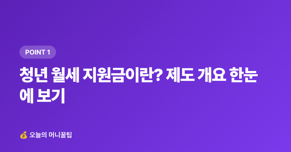 청년 월세 지원금이란? 제도 개요 한눈에 보기 - 청년 월세 지원금 신청 조건과 방법 총정리
